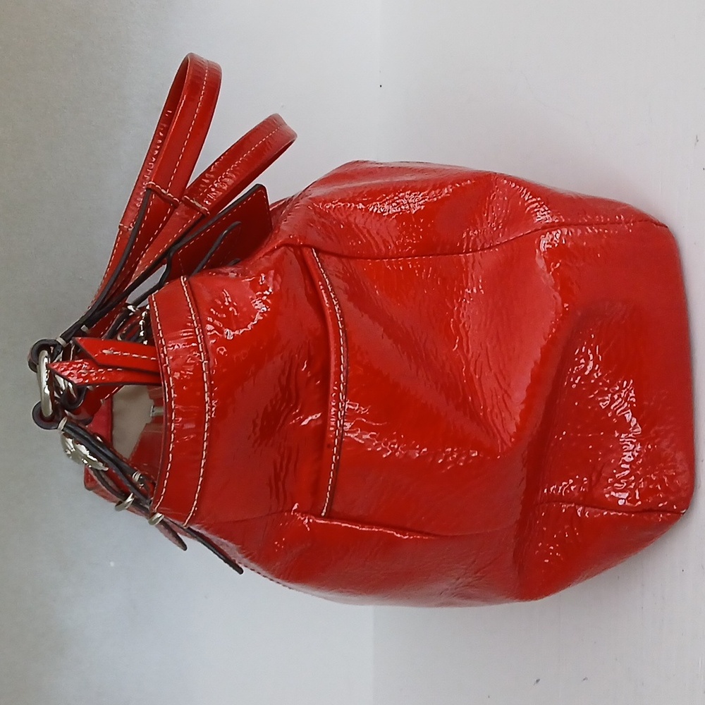 Coach Red Patent Leather Tote Bag - Picture 4 of 9